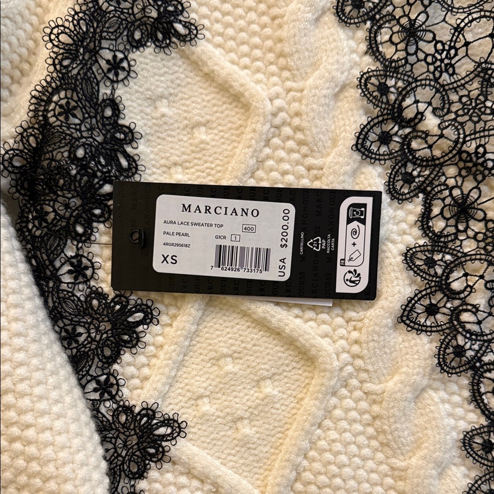 Marciano Lace Accent Sweater - Black and White